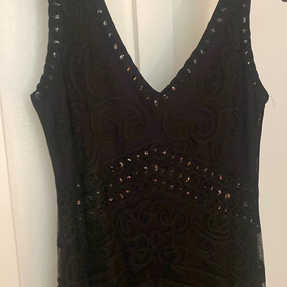 Long black dress formal with sparkles mermaid bottom.
